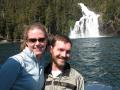 Kelly and I smile for the camera at Cascade Falls in Eaglek Bay.