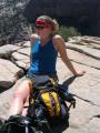 Kelly relaxing after the steep hike.
